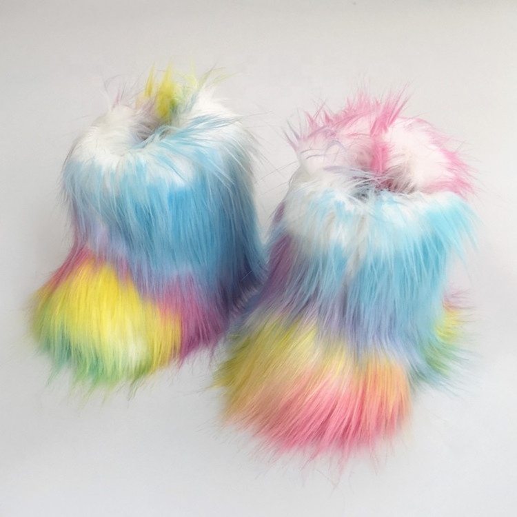 wholesale mommy and me cheap fur snow boots set kids children faux fur boots with matching bag and headband women fur snow