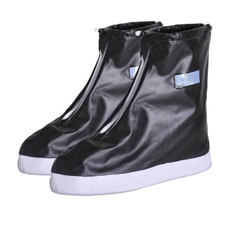 Fashion women men outdoor jelly color pvc shoe covers travel fishing Overshoes with reflector slip resistant Rain Boot cover