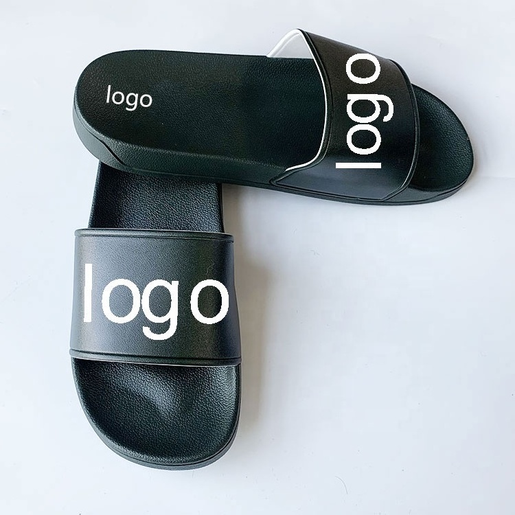 2023 Summer Beach Slide Shoes Foot Wear Personalized Simple Design Black Slides With Logo Customized Logo Slippers For Colombia