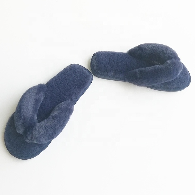 soft plush flip flop winter indoor slipper for women