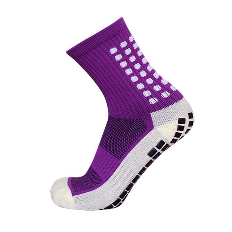 Navy Blue Outdoor Activities Wholesale Colorful Knitted  Mid Tube American Style Anti-slip Sustainable Dot Sports Socks