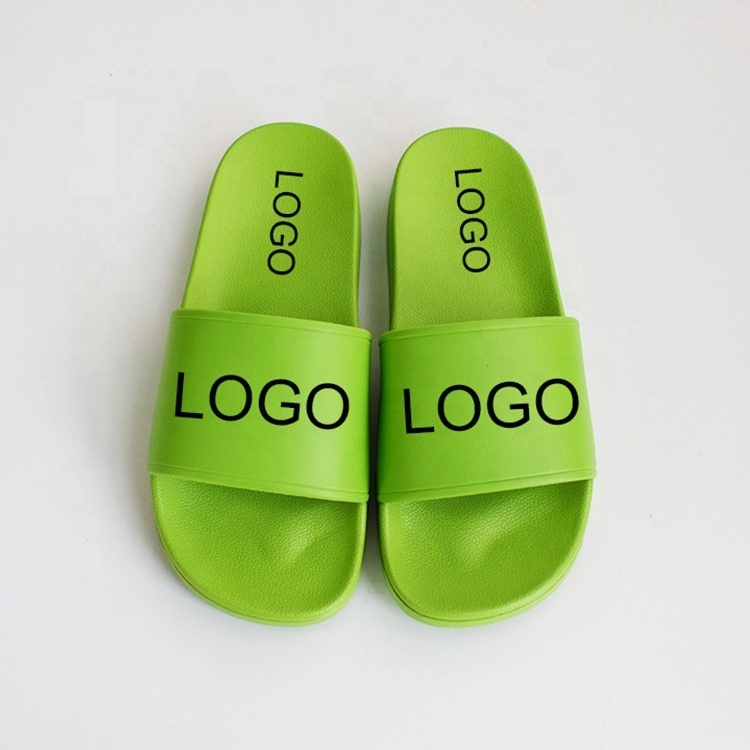 2021 Wholesale Factory Custom Logo men black Pvc Pu Slippers new color With Embossed Printing Flip Flops For Company