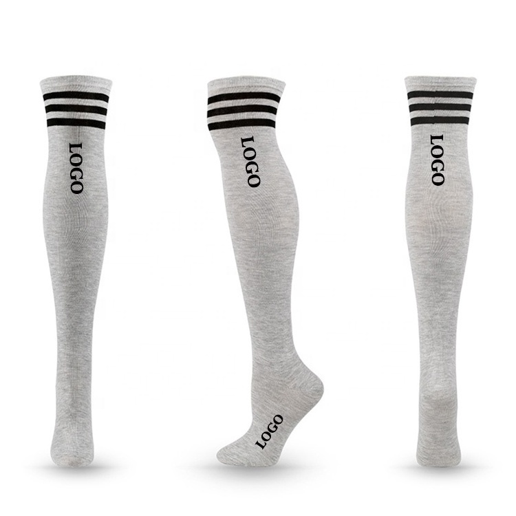 Red High Quality Over Knee High Socks With Printed Logo Cheap Price Fashion Women Comfortable Long Compression Socks