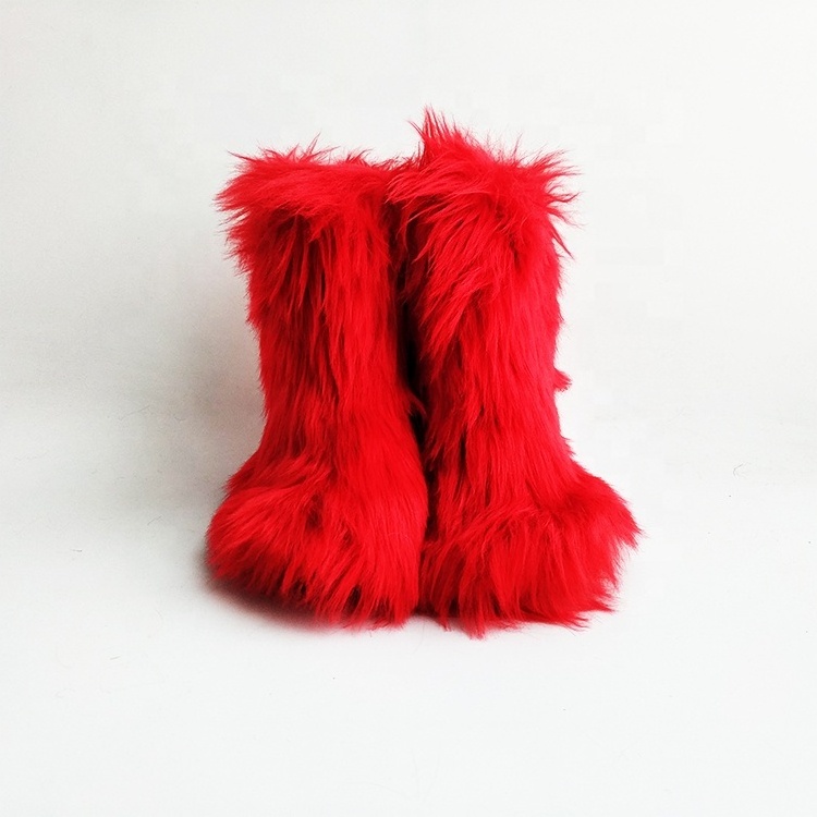 2020 Fluffy faux Raccoon Customized Color fur boots Full Ladies Women