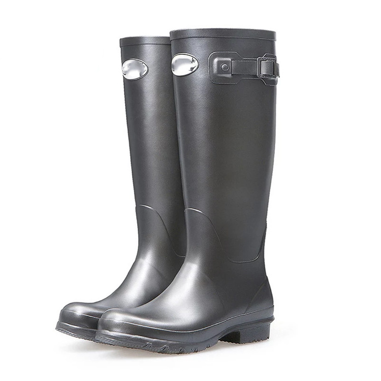 women european style rain boots black rubber wellies