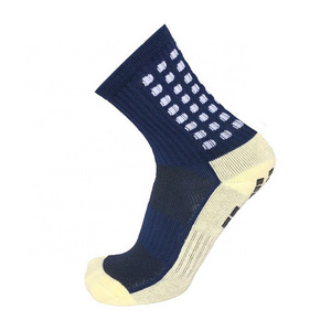 Navy Blue Outdoor Activities Wholesale Colorful Knitted  Mid Tube American Style Anti-slip Sustainable Dot Sports Socks