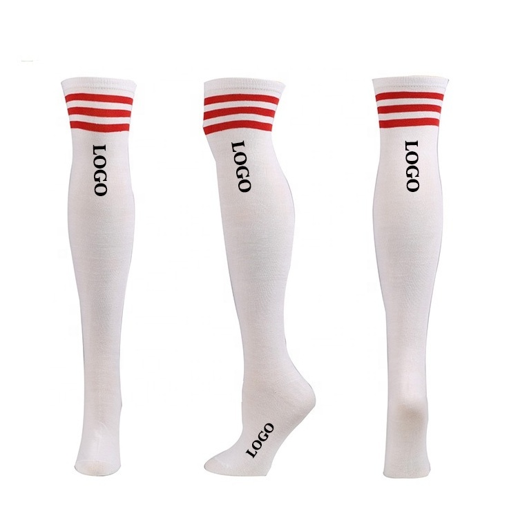 Red High Quality Over Knee High Socks With Printed Logo Cheap Price Fashion Women Comfortable Long Compression Socks