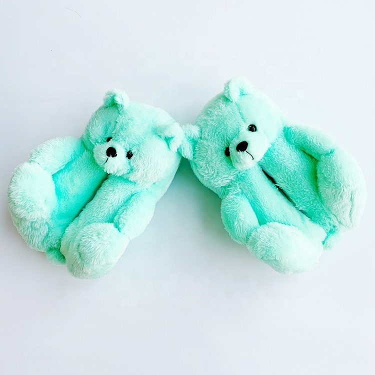 Winter Pink Adult Kids Plush Teddy Bear Slipper Furry Fur Slides House Women Girls Teddy Bear Slippers