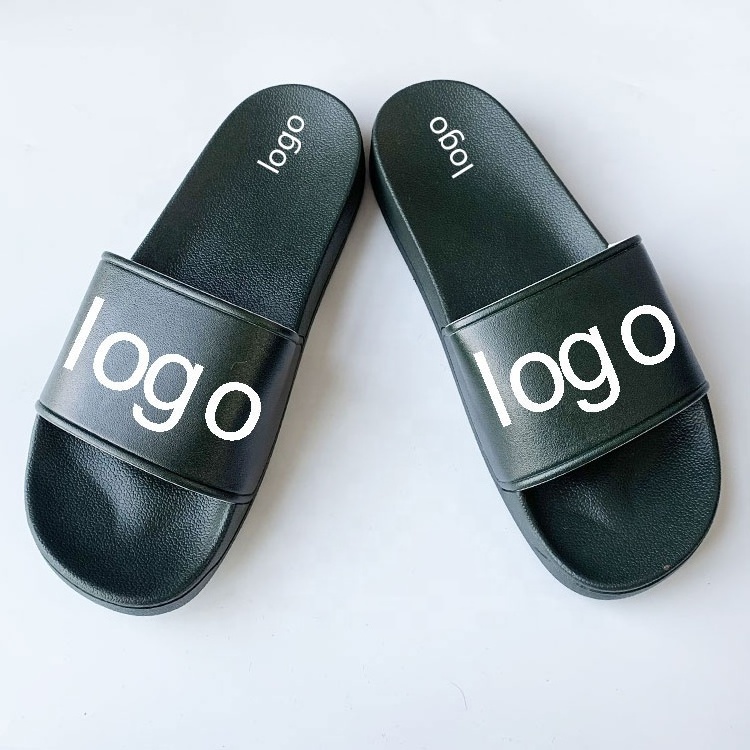 2023 Summer Beach Slide Shoes Foot Wear Personalized Simple Design Black Slides With Logo Customized Logo Slippers For Colombia