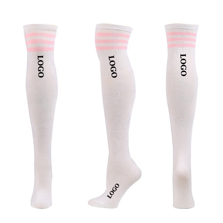 Red High Quality Over Knee High Socks With Printed Logo Cheap Price Fashion Women Comfortable Long Compression Socks