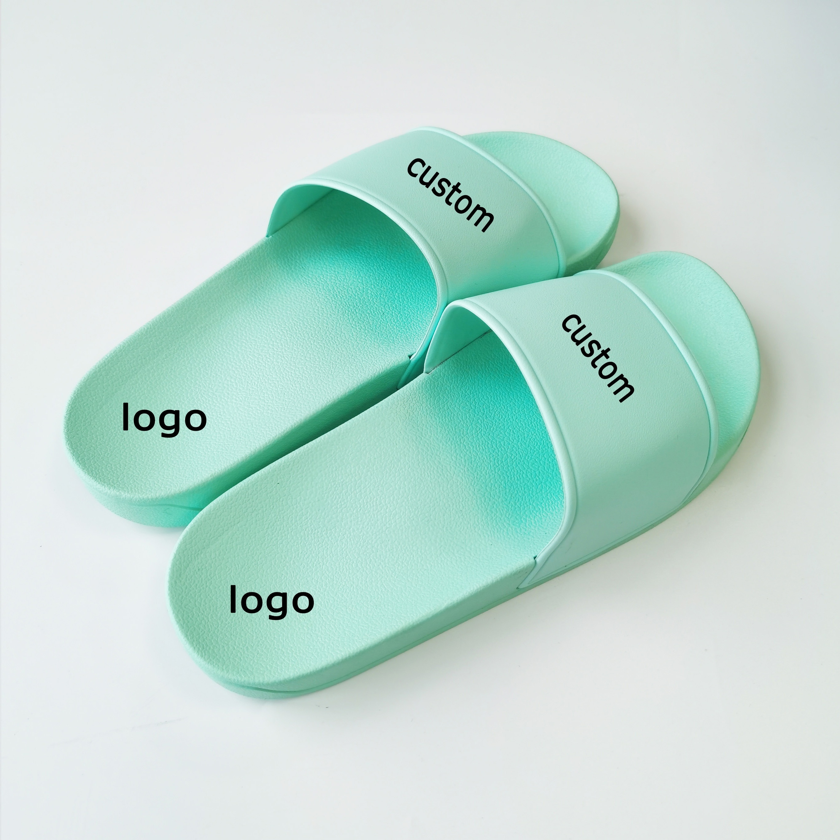 Hot selling pvc Sublimation Printed Brand Sandals logo custom black slides for man women slippers