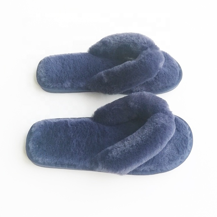 soft plush flip flop winter indoor slipper for women