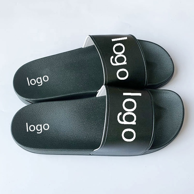 2023 Summer Beach Slide Shoes Foot Wear Personalized Simple Design Black Slides With Logo Customized Logo Slippers For Colombia