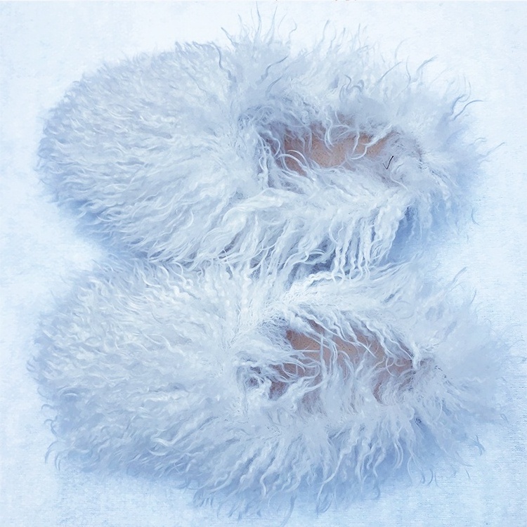 Wholesale Women Fuzzy Flat Fluffy Slide Fashion Soft And Fluffy Faux Mongolian Wool Fur Slippers