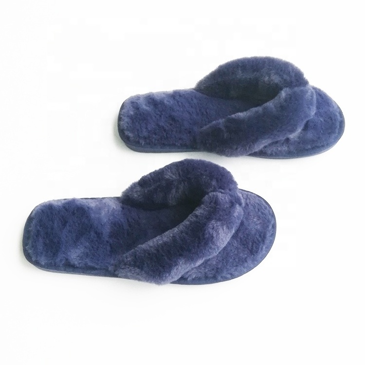 soft plush flip flop winter indoor slipper for women