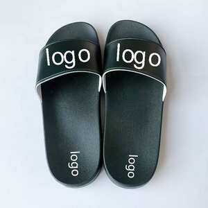 2023 Summer Beach Slide Shoes Foot Wear Personalized Simple Design Black Slides With Logo Customized Logo Slippers For Colombia