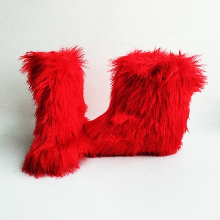 2020 Fluffy faux Raccoon Customized Color fur boots Full Ladies Women