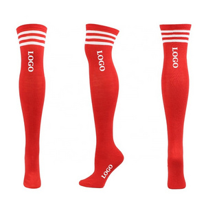 Red High Quality Over Knee High Socks With Printed Logo Cheap Price Fashion Women Comfortable Long Compression Socks