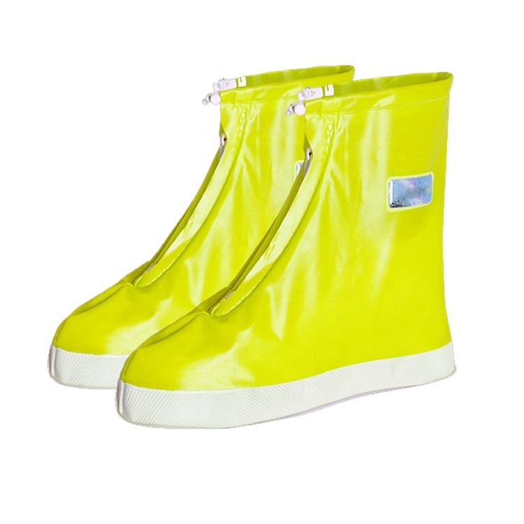 Fashion women men outdoor jelly color pvc shoe covers travel fishing Overshoes with reflector slip resistant Rain Boot cover