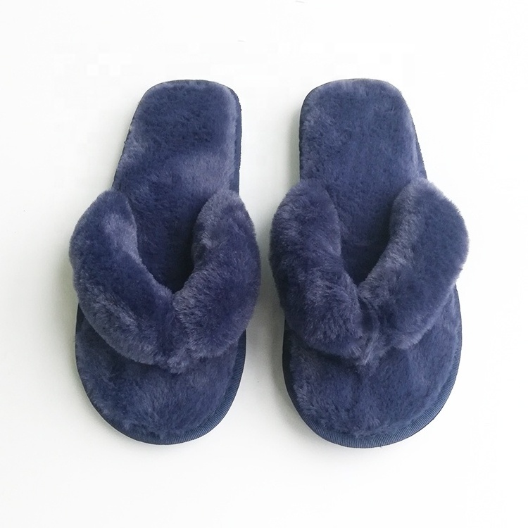 soft plush flip flop winter indoor slipper for women