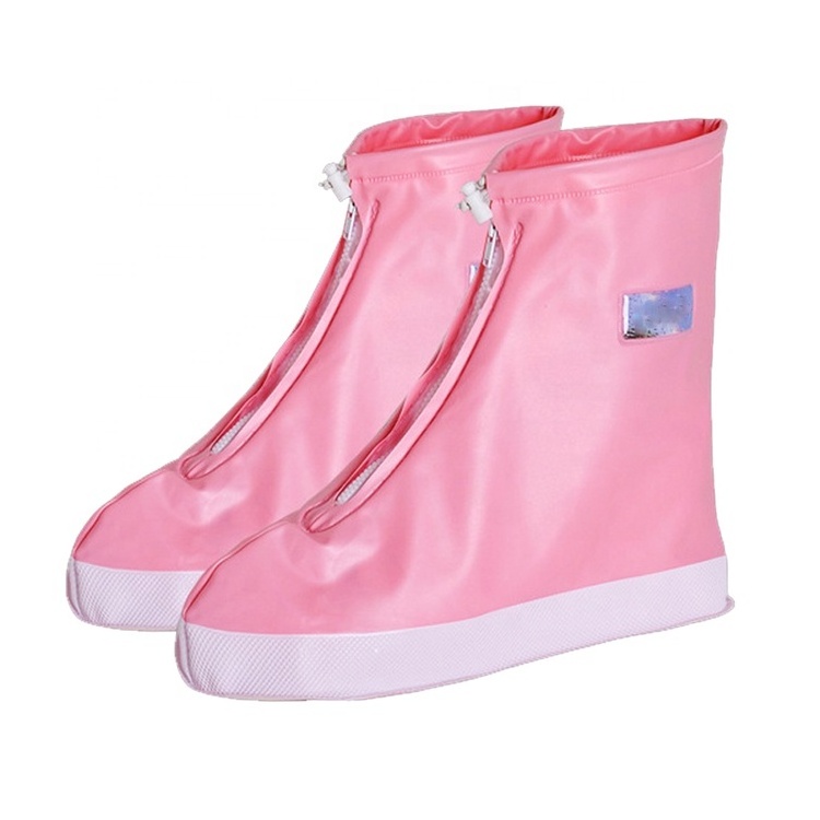 Fashion women men outdoor jelly color pvc shoe covers travel fishing Overshoes with reflector slip resistant Rain Boot cover