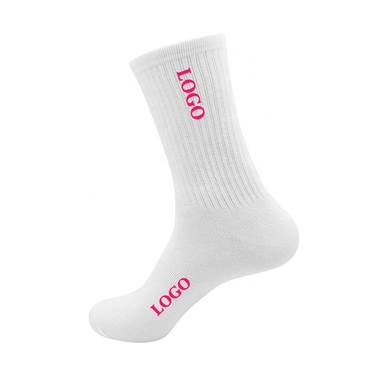 Design your logo non slip fitness crew socks for men women customized sporty athletic socks for summer autumn