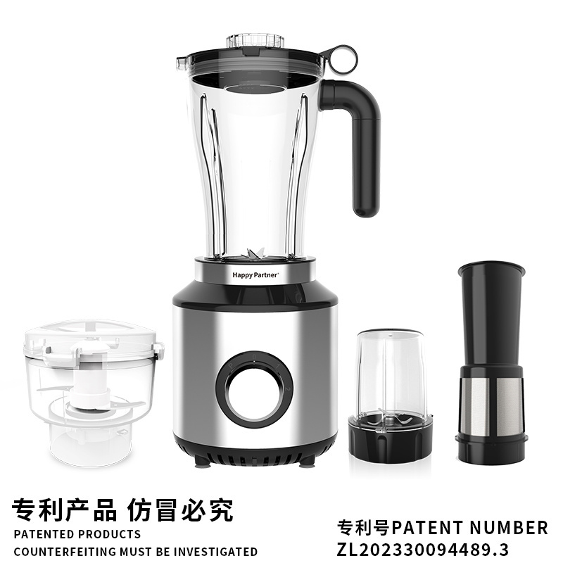 HappyPartner Multifunction 4 in 1 Slicer Grinder Food Processor Ice Crush Maker Blender Juicers Three Cup Smoothie Blender