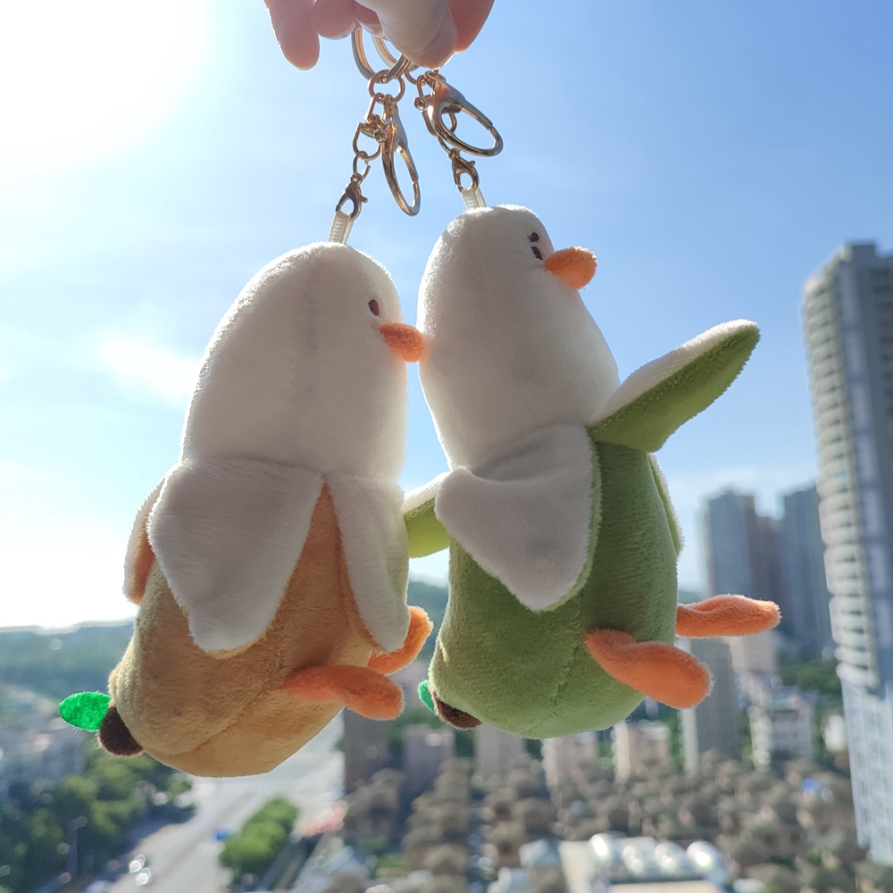 Plush Keychain Manufacturer 2023 New Design Banana Duck Plush Toy Key Chain Cute Banana Duck Stuffed Toy Plush Keychain Doll