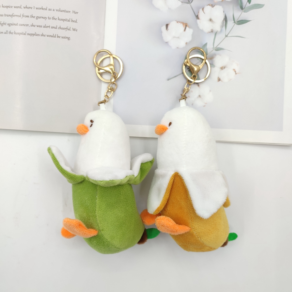 Plush Keychain Manufacturer 2023 New Design Banana Duck Plush Toy Key Chain Cute Banana Duck Stuffed Toy Plush Keychain Doll