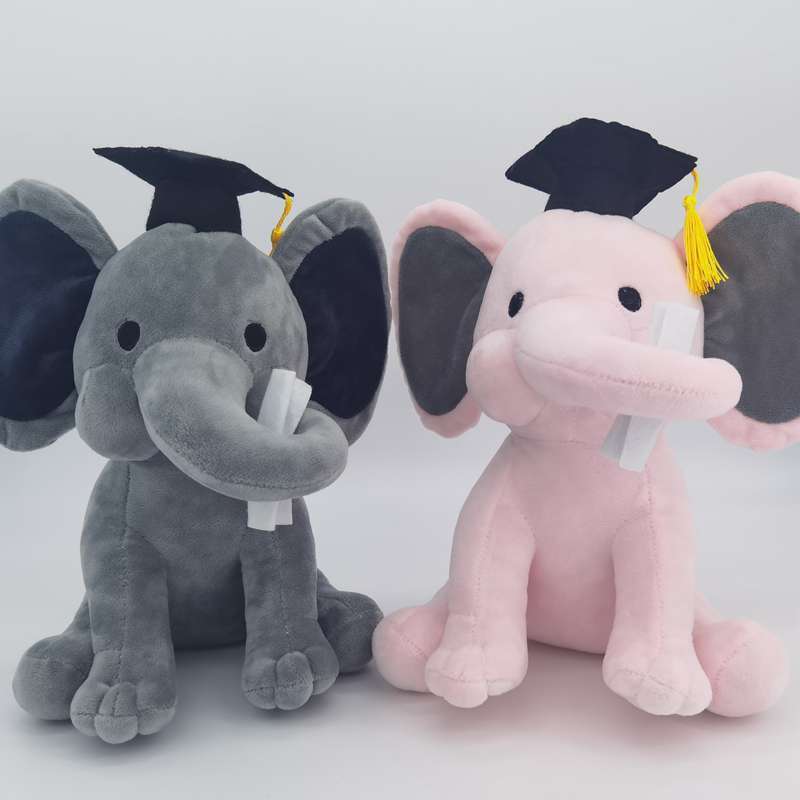 Eco-friendly Infant Sleeping Doll Graduation Souvenir Gift Elephant Plush Toy Big Ears Grey Elephant Stuffed Plush Toy