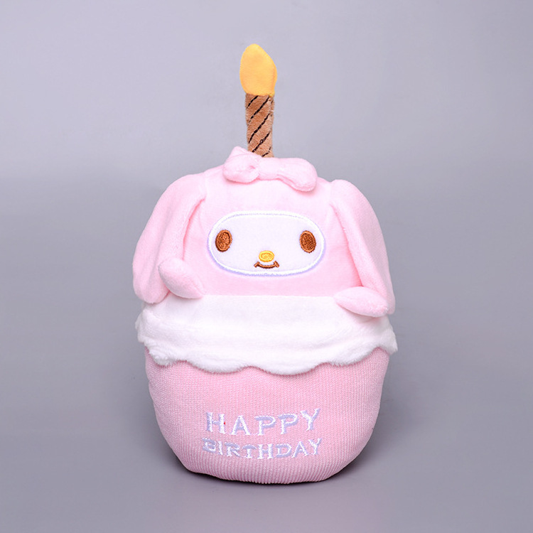 Musical Birthday Cake Kuromi Plush Doll Kulomi Melody Star Kirby Candle Shaped Stuffed Toys Gift