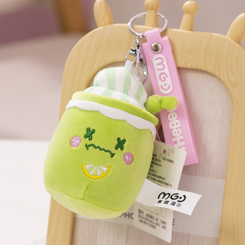 Cute Strawberry Drink Plush Stuffed Toy Soft Ice Cream Milk Tea Plush Boba Tea Toy Boba Plushie Keychain