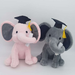 Eco-friendly Infant Sleeping Doll Graduation Souvenir Gift Elephant Plush Toy Big Ears Grey Elephant Stuffed Plush Toy