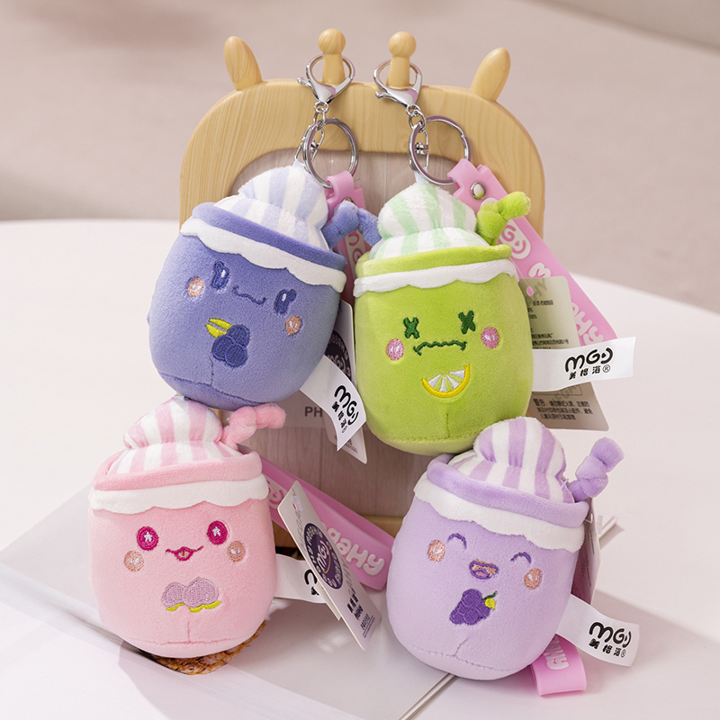 Cute Strawberry Drink Plush Stuffed Toy Soft Ice Cream Milk Tea Plush Boba Tea Toy Boba Plushie Keychain