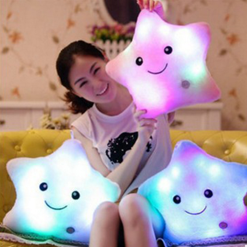 Free Sample Star Pillow Plush Toys Cute Luminous Pillow Toy Led Light Glow in Dark Plush Pillow Doll kids Toys for Children