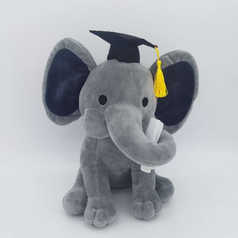 Eco-friendly Infant Sleeping Doll Graduation Souvenir Gift Elephant Plush Toy Big Ears Grey Elephant Stuffed Plush Toy