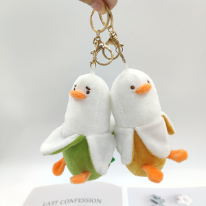 Plush Keychain Manufacturer 2023 New Design Banana Duck Plush Toy Key Chain Cute Banana Duck Stuffed Toy Plush Keychain Doll