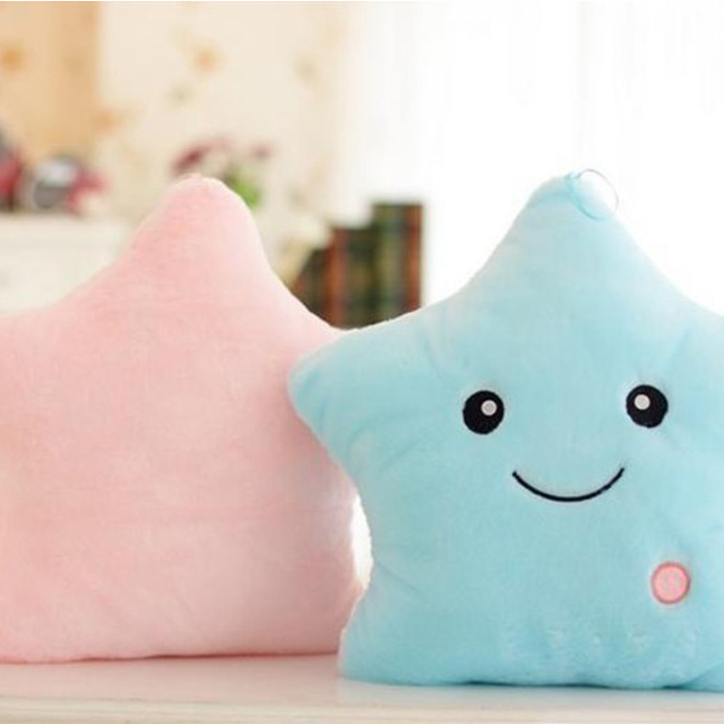 Free Sample Star Pillow Plush Toys Cute Luminous Pillow Toy Led Light Glow in Dark Plush Pillow Doll kids Toys for Children