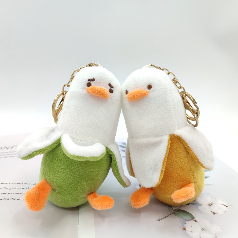 Plush Keychain Manufacturer 2023 New Design Banana Duck Plush Toy Key Chain Cute Banana Duck Stuffed Toy Plush Keychain Doll