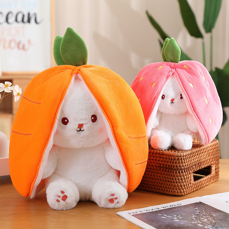 Hot New Product Stuffed Animals Strawberry Carrot Rabbit Fruit Plush Toy Cute Rabbit Easter Bunny Cotton Doll