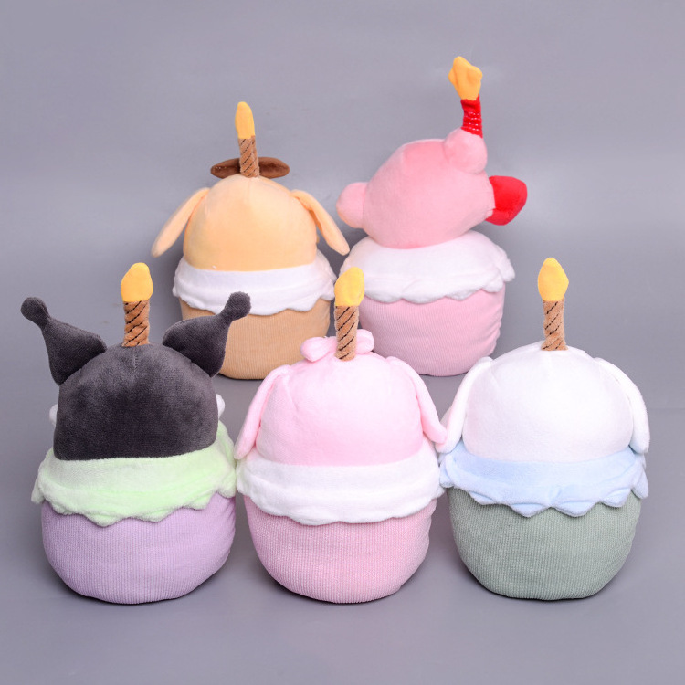 Musical Birthday Cake Kuromi Plush Doll Kulomi Melody Star Kirby Candle Shaped Stuffed Toys Gift