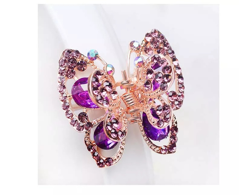 Stocks  Custom Designer Hair Claw Clips Pastel Hair Claws Butterfly Rhinestone Metal Hair Claw For Women