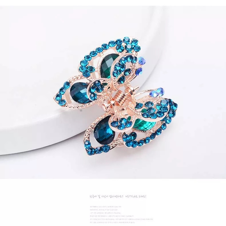 Stocks  Custom Designer Hair Claw Clips Pastel Hair Claws Butterfly Rhinestone Metal Hair Claw For Women