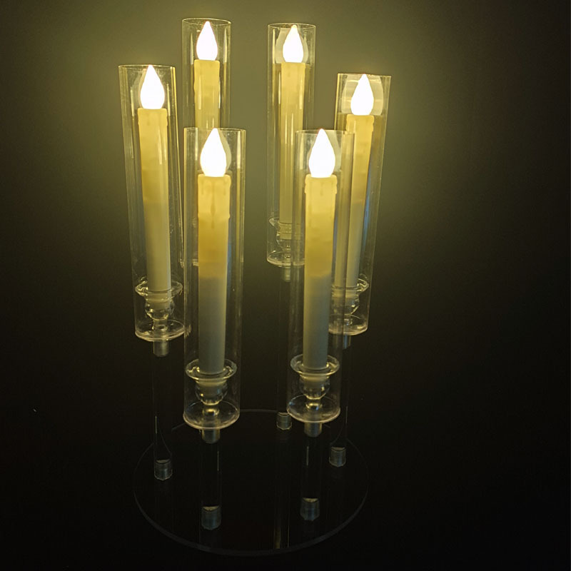 Battery Operated Flame Pillar Black Wick Flicking Artificial Christmas Romantic Led Electric Taper Candle Light