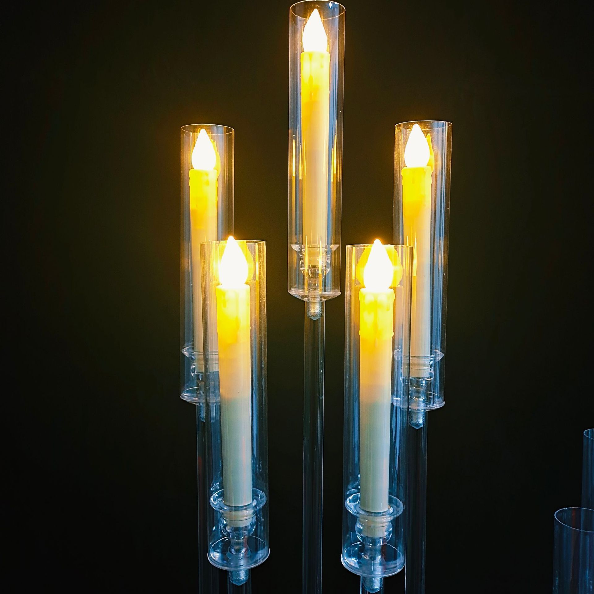 Battery Operated Flame Pillar Black Wick Flicking Artificial Christmas Romantic Led Electric Taper Candle Light