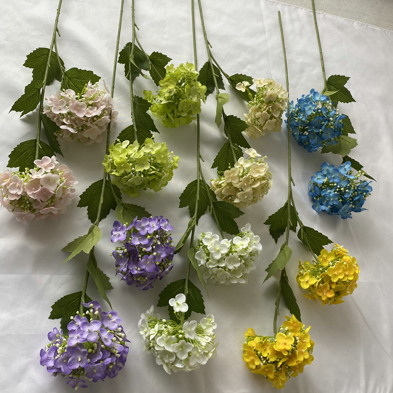 Wholesale Artificial Silk Flower 2 Heads Snowball Flowers Home Decoration Florist Wedding Decoration Hydrangea Faux Flowers