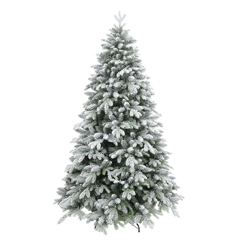 Wholesale Customized High Quality Artificial Flocking Snow Prellit Manufacturers PE PVC Mixed Christmas Tree With Snow