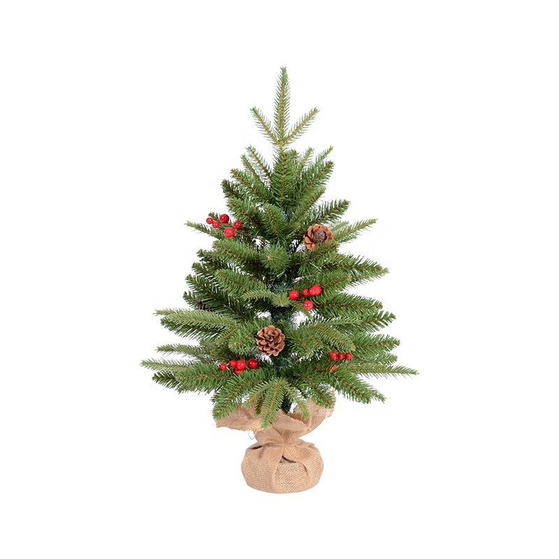 Premium Artificial PVC PE Mixed 60cm Table Tree Home Party Christmas Tree With Berry Picks For Decoration Use