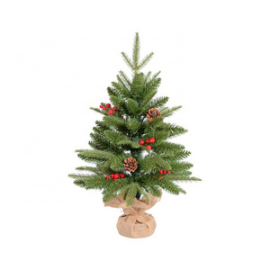 Premium Artificial PVC PE Mixed 60cm Table Tree Home Party Christmas Tree With Berry Picks For Decoration Use