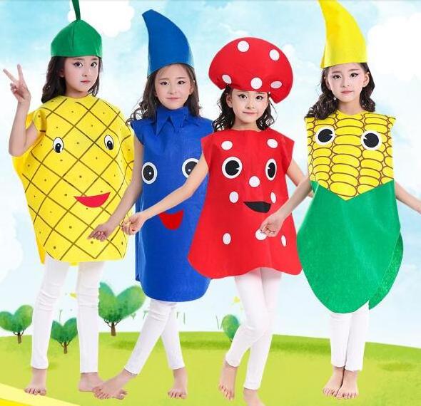 2022 Kids Banana Vegetable Costume Fruit Family Funny Onesie Cosplay Fancy Dress Stage Children's Day Performance Clothes Purim